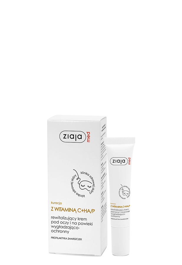 ZIAJA MED Kuracja dermatologiczna z wit C + HA/P Rewitalizujący krem pod oczy i na powieki wygładzająco-ochronny - 15 ml