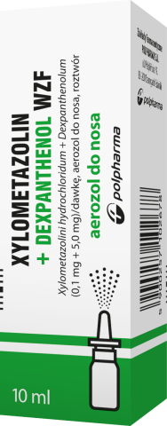 Xylometazolin+Dexpanthenol WZF, (0,1 mg + 5,0 mg)/dawkę, spray do nosa, 10 ml zdjęcie