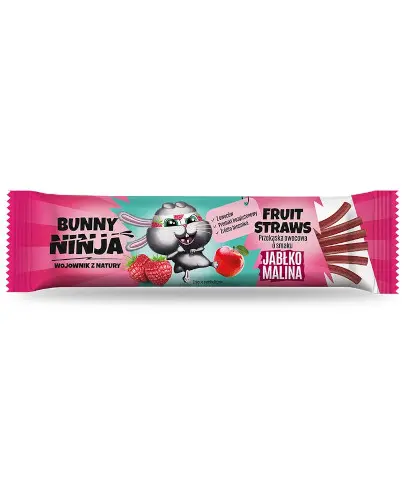 Bunny Ninja Fruit Straws przekąska owocowa o smaku jabłko malina 16 g zdjęcie