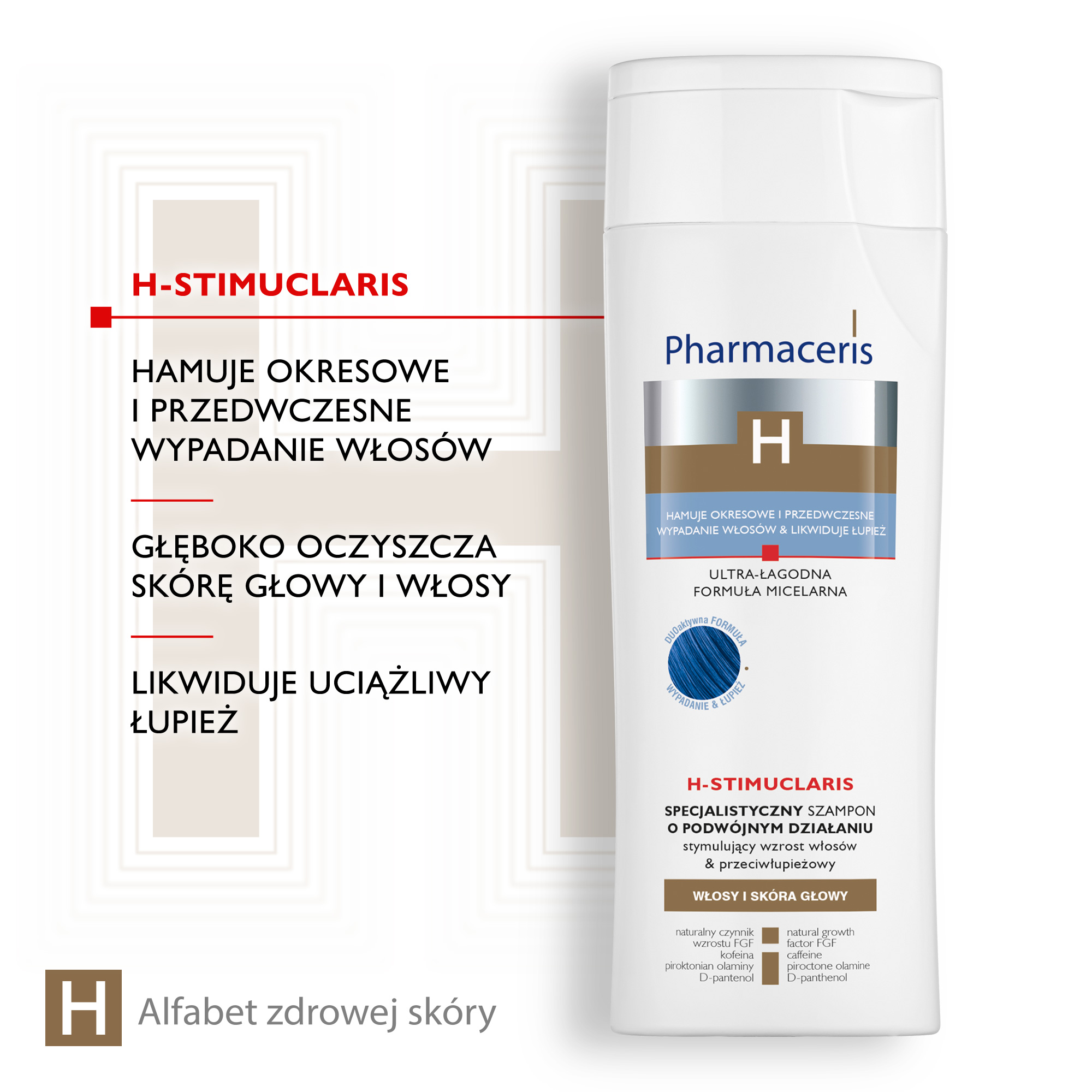 Pharmaceris H-Stimuclaris, specjalistyczny szampon stymulujący wzrost włosów i przeciwłupieżowy, 250 ml