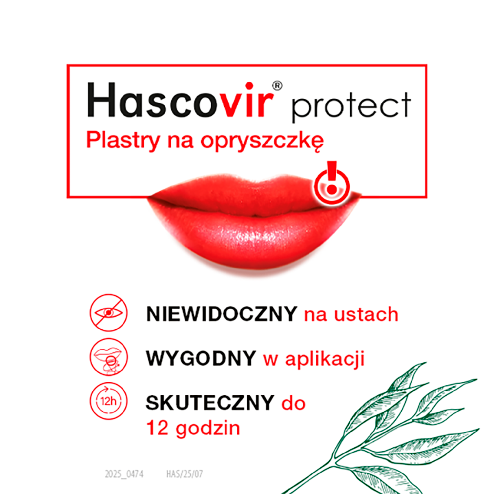 HASCOVIR Plastry na opryszczkę, 15 plasterków