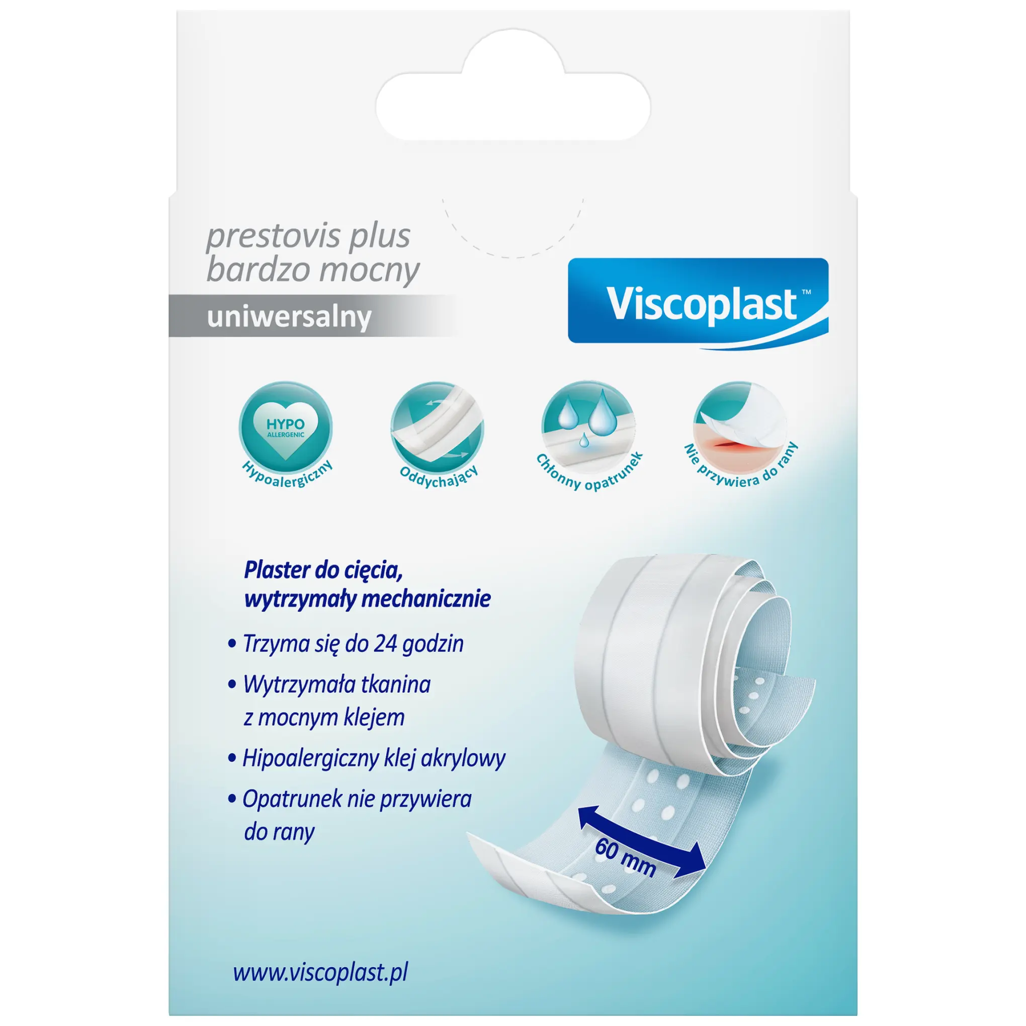 Viscoplast Prestovis Plus bardzo mocny uniwersalny plaster 1 m x 6 cm 1 sztuka