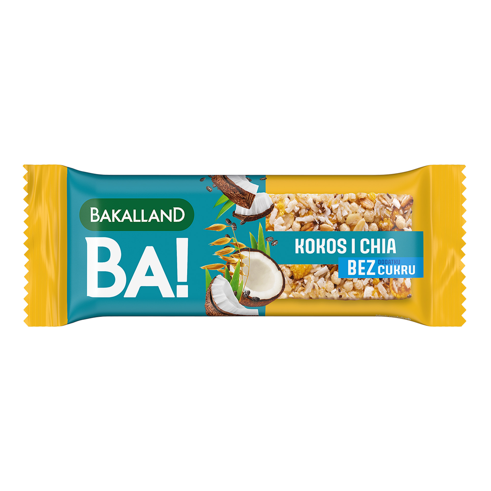 Bakalland BA! Baton zbożowy 5 zbóż Kokos i Chia, 30 g zdjęcie