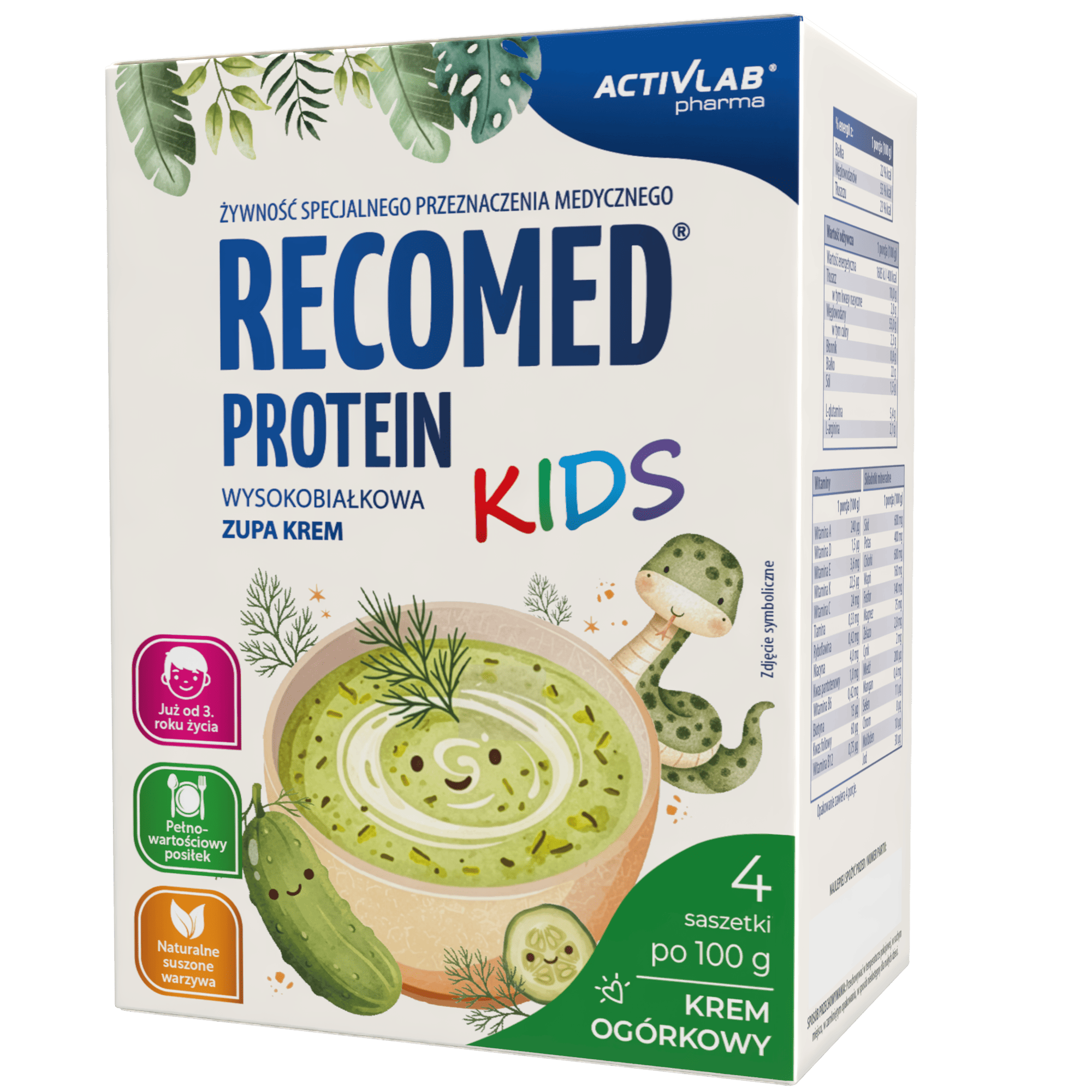 Activlab Pharma RecoMed Protein Kids krem ogórkowy, 4 saszetki x 100 g zdjęcie
