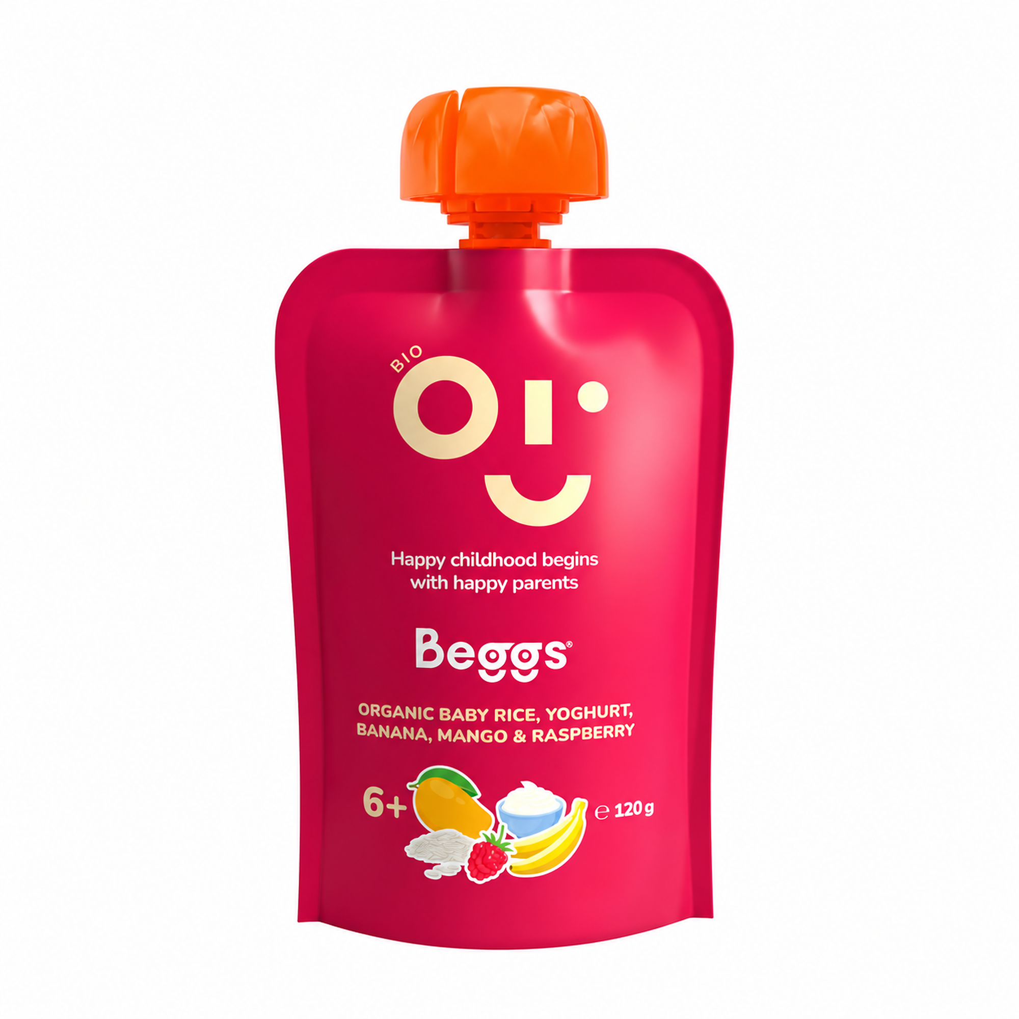 Beggs BIO Baby ryż z jogurtem, bananem, mango i malinami, 120 g zdjęcie