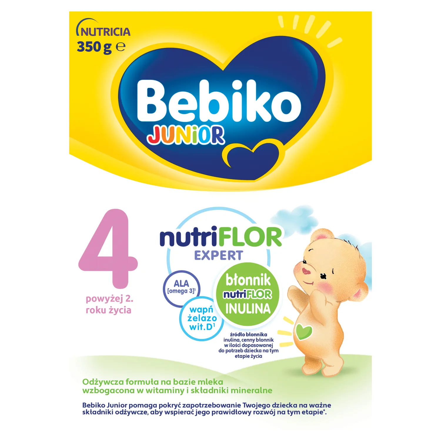 Bebiko Junior 4 NutriFlor Expert, odżywcza formuła na bazie mleka, powyżej 2 roku, 350 g zdjęcie