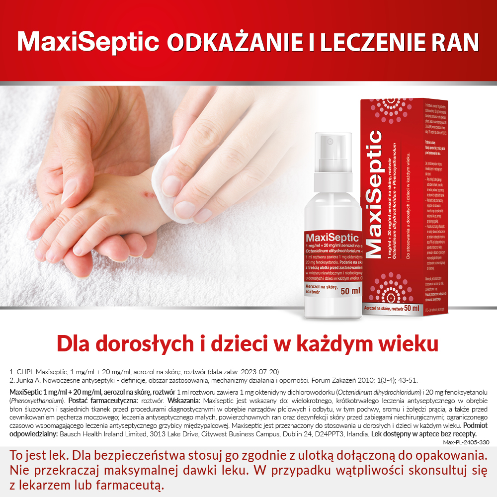 Maxiseptic 1mg/ml + 20mg/ml aerozol na skórę 50 ml