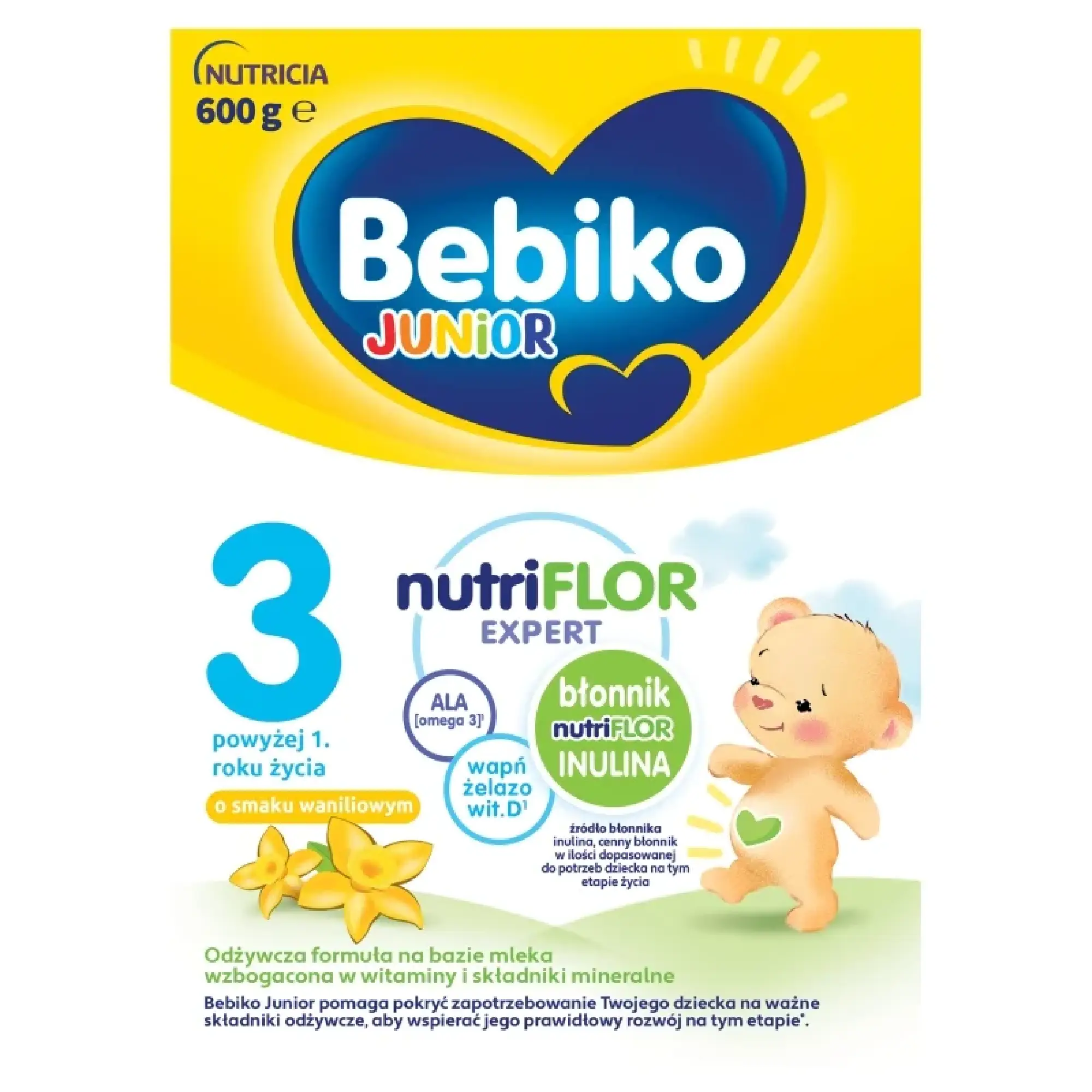 Bebiko Junior 3 Nutriflor Expert o smaku waniliowym, 600 g zdjęcie