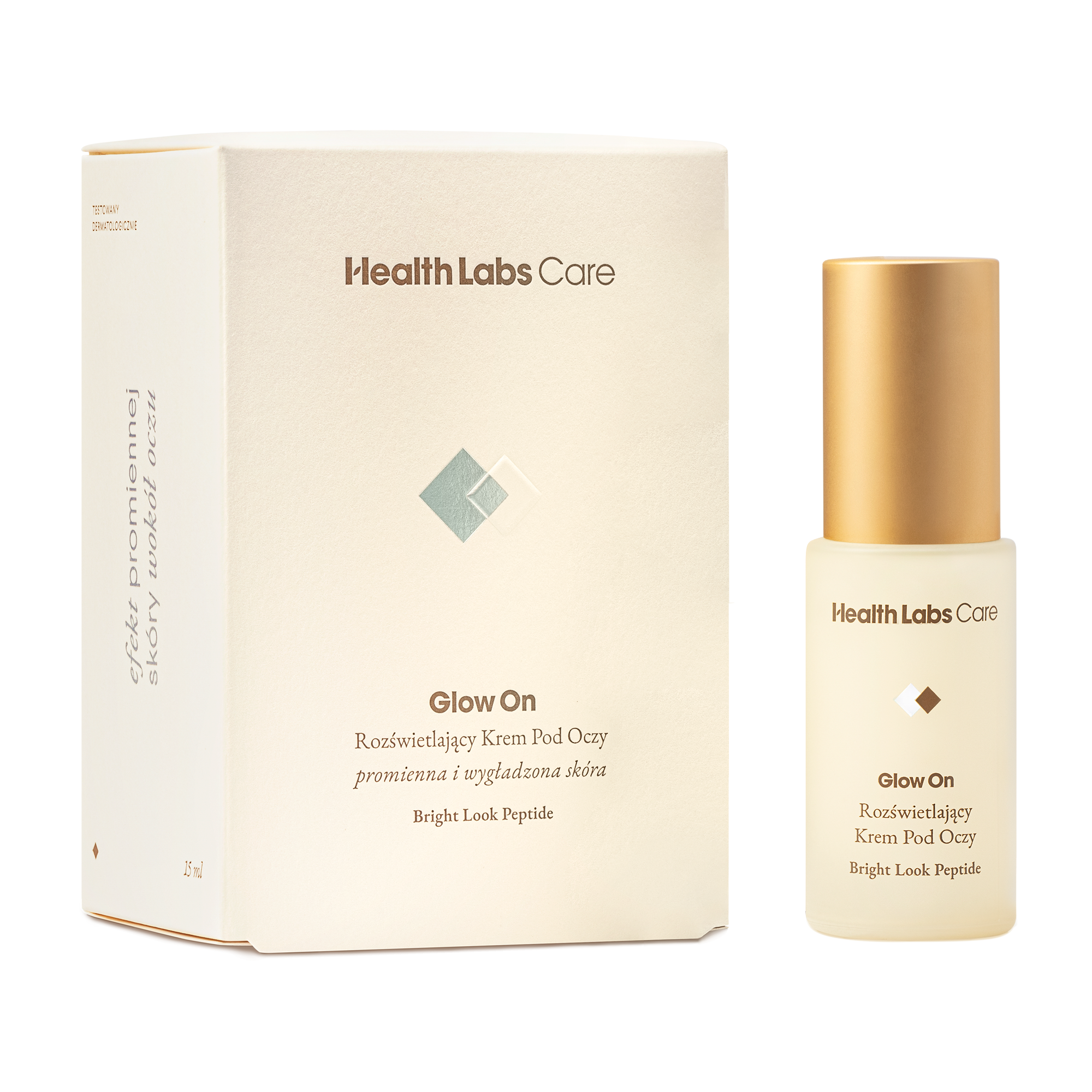 Health Labs Care, Glow On, rozświetlający krem pod oczy, 15 ml