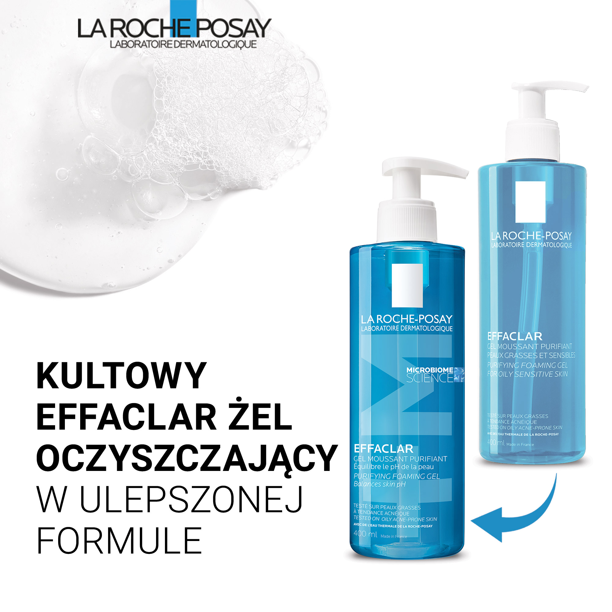 La Roche-Posay Effaclar, żel oczyszczający do skóry tłustej i wrażliwej, 400 ml