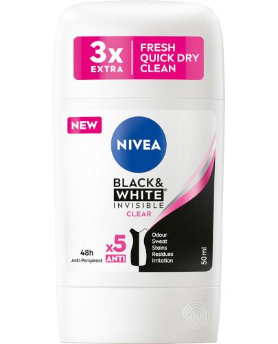 Nivea Black&White Invisible Clear antyperspirant w sztyfcie 50 ml zdjęcie