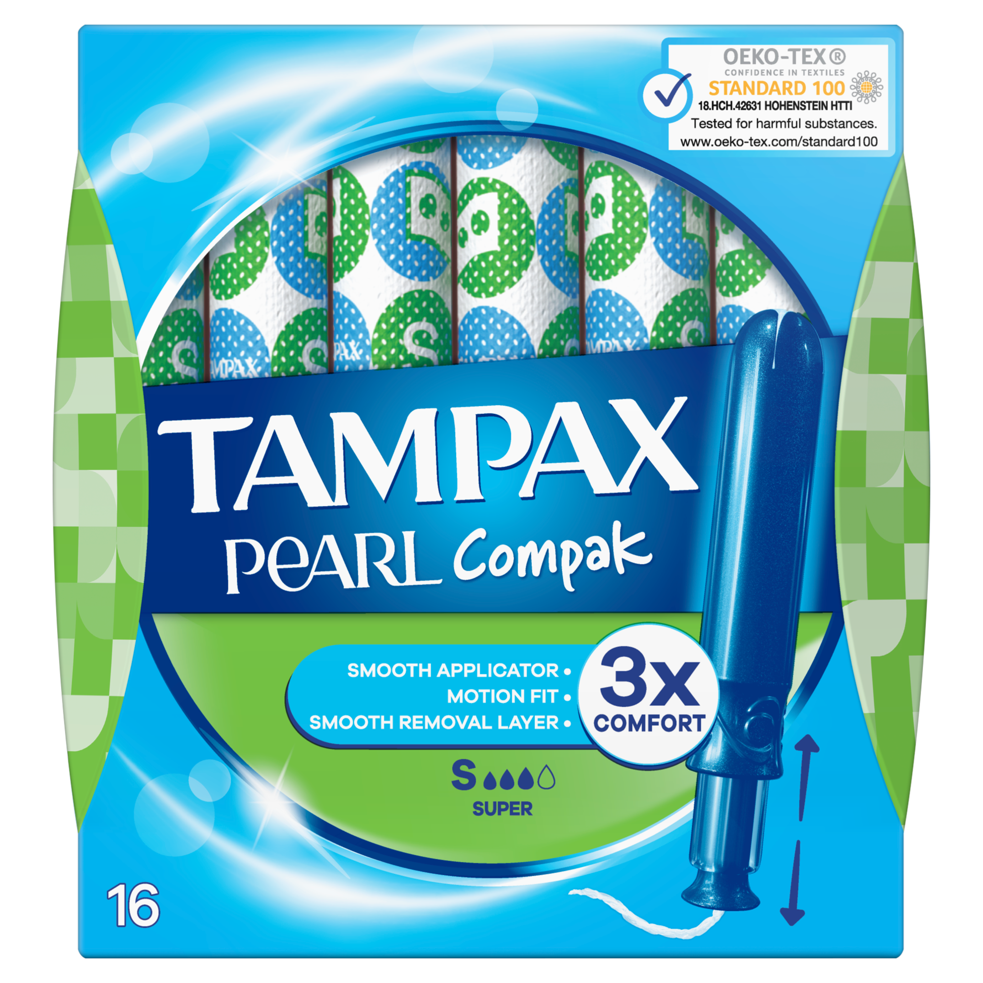 Tampax Pearl Compak Pearl Super Tampony z aplikatorem - 16 szt. - cena, opinie, właściwości zdjęcie