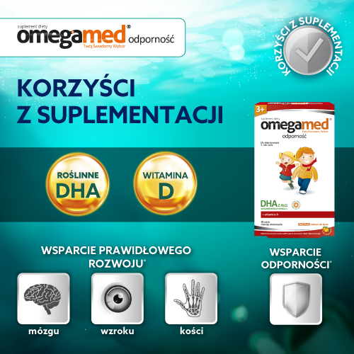 Omegamed Odporność 3+, DHA z alg, dla dzieci powyżej 3 lat, 30 pastylek żelowych
