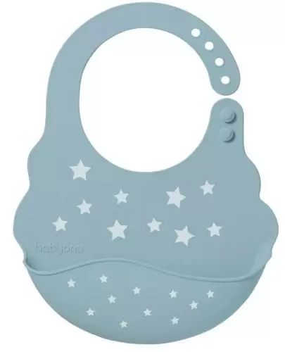 Babyono silikonowy śliniak z regulowanym zapięciem niebieski 1 sztuka [829/05] zdjęcie