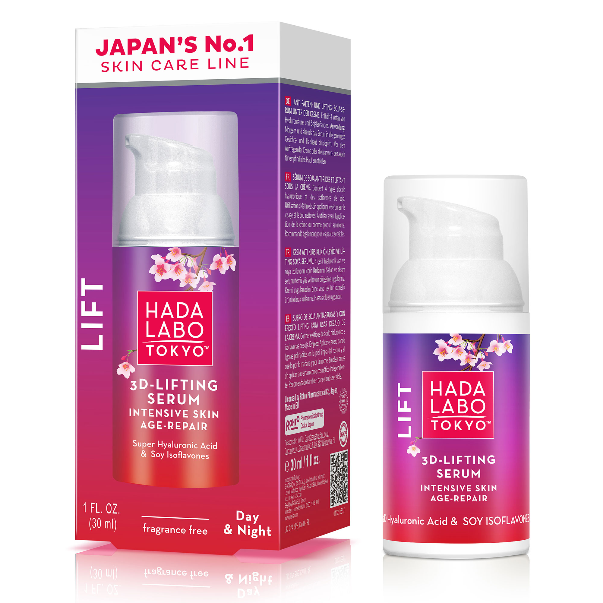 Hada Labo Tokyo, Serum 3-D Lifting Int, serum sojowe pod krem, silnie naprawcze, 30 ml zdjęcie