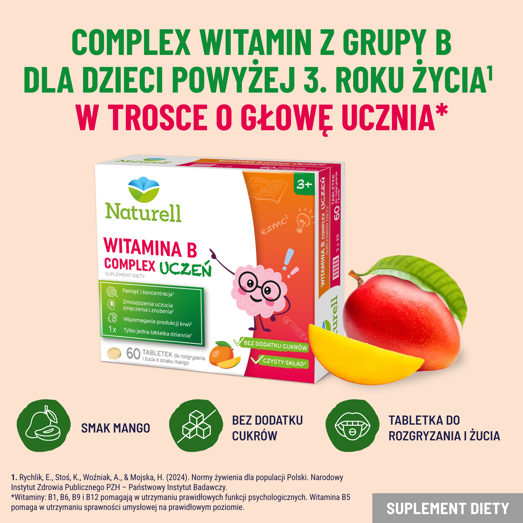 Naturell B Complex Uczeń, tabletki, 60 sztuk