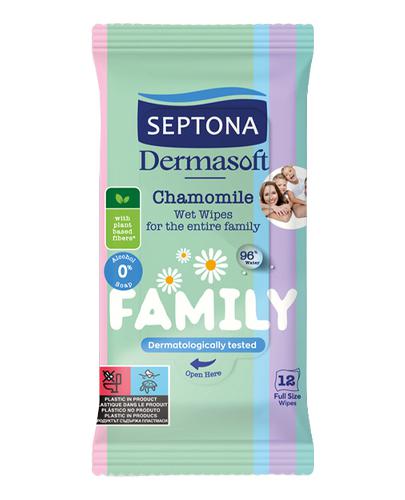 Septona Dermasoft Family Chamomile Nawilżane Chusteczki z rumiankiem 12 sztuk zdjęcie