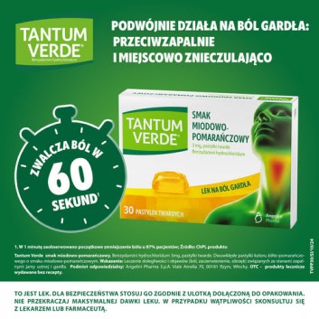 Tantum Verde smak miodowo-pomarańczowy, 30 pastylek