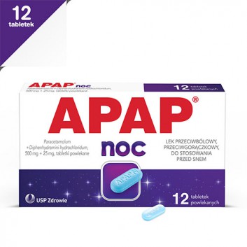 Apap Noc 500 mg + 25 mg 12 tabletek