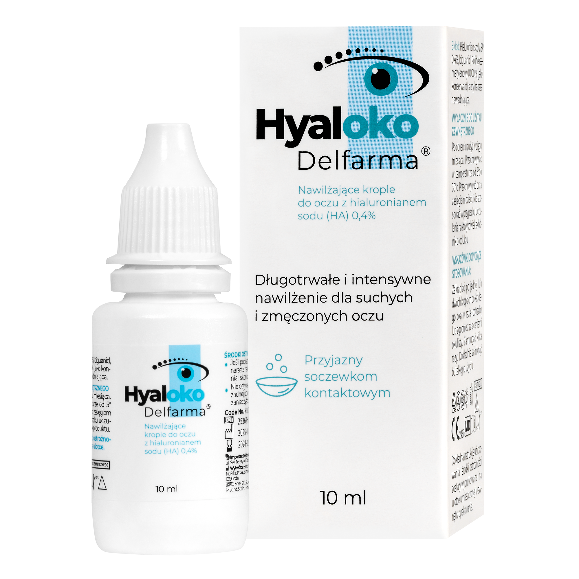 Hyaloko Delfarma Nawilżające krople do oczu z hialuronianem sodu 0,4%, 10 ml zdjęcie