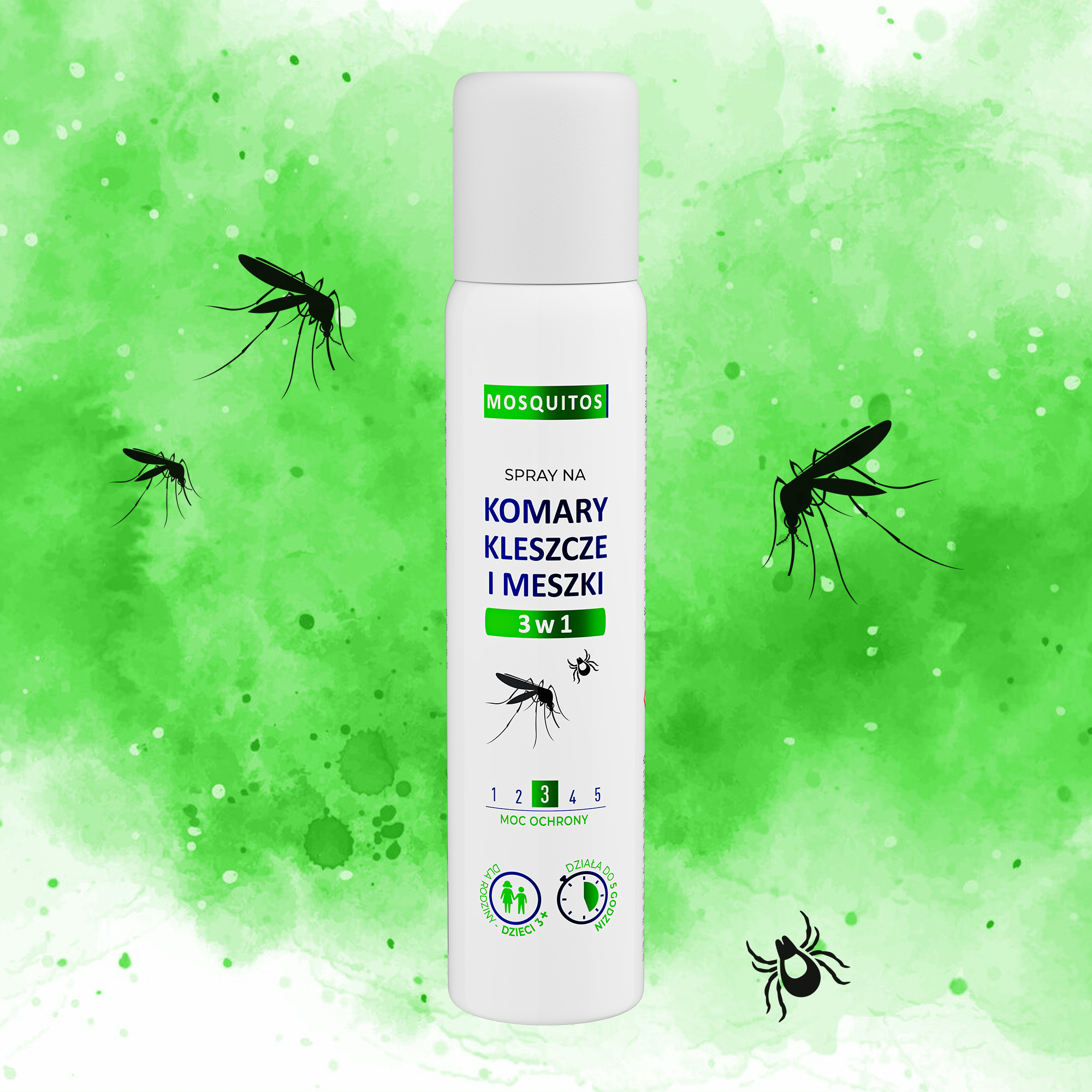 Moskitos Spray na komary, kleszcze i meszki 3w1, 90 ml