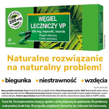 Węgiel leczniczy VP 200 mg - 20 kaps. Na zatrucia