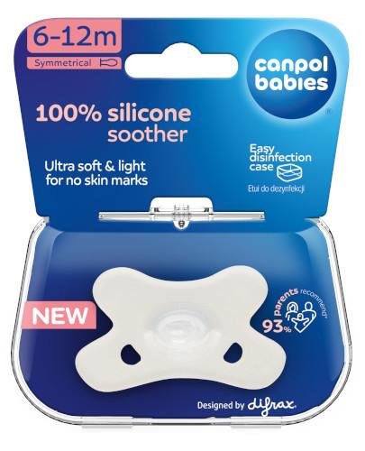 Canpol Babies, smoczek 100% silikonowy 6-12 m symetryczny, 1 sztuka 24/002_whi zdjęcie