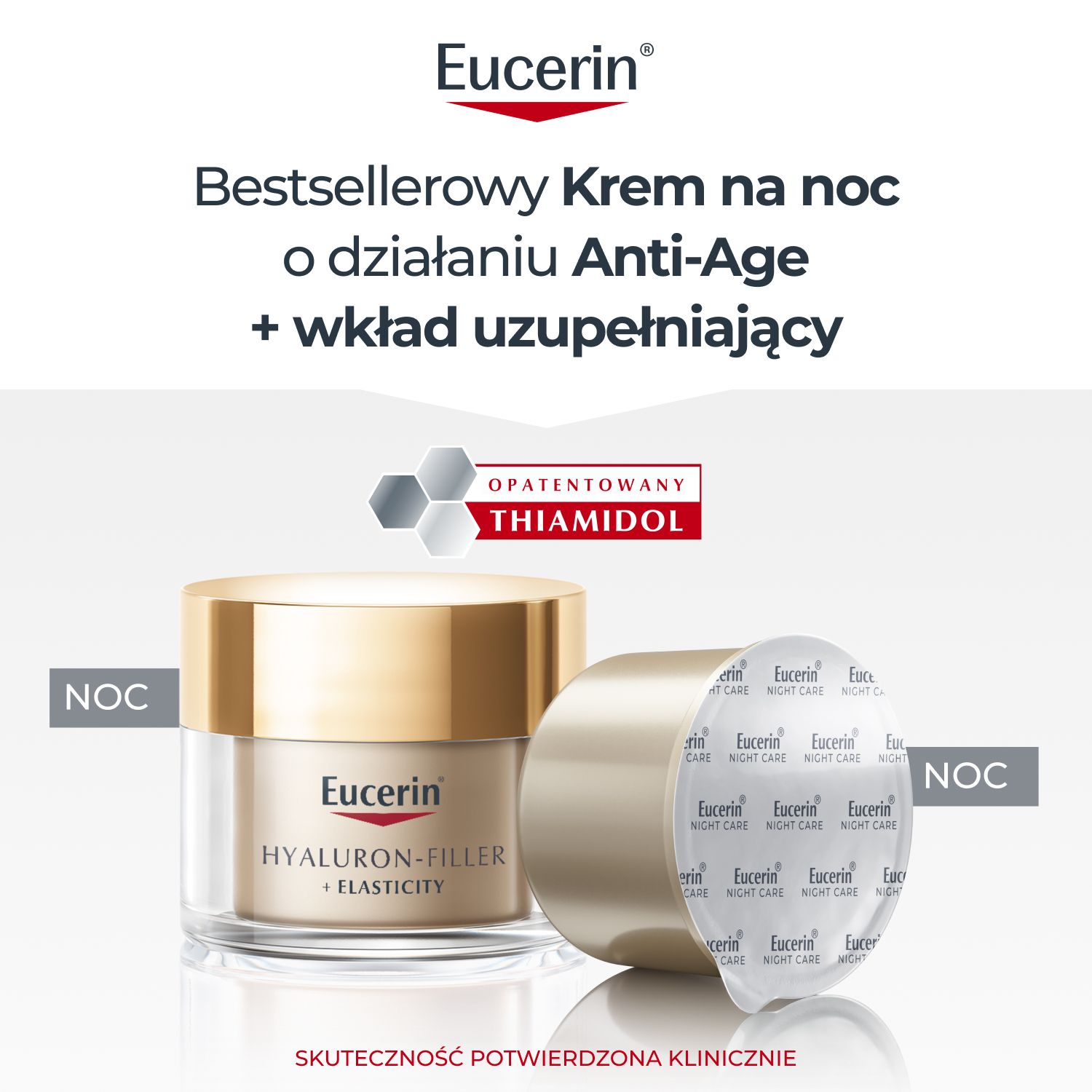 Eucerin Hyaluron-Filler + Elasticity, Zestaw Krem na noc, 50 ml + Refill, 50 ml