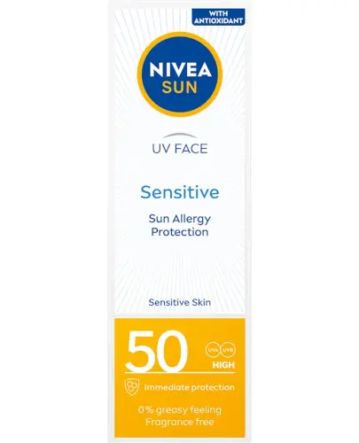 NIVEA SUN Sensitive Krem ochronny do twarzy dla skóry wrażliwej SPF 50 50 ml zdjęcie