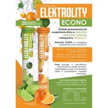 ActivLab Elektrolity Econo o smaku pomarańczowym 20 tabletek musujących