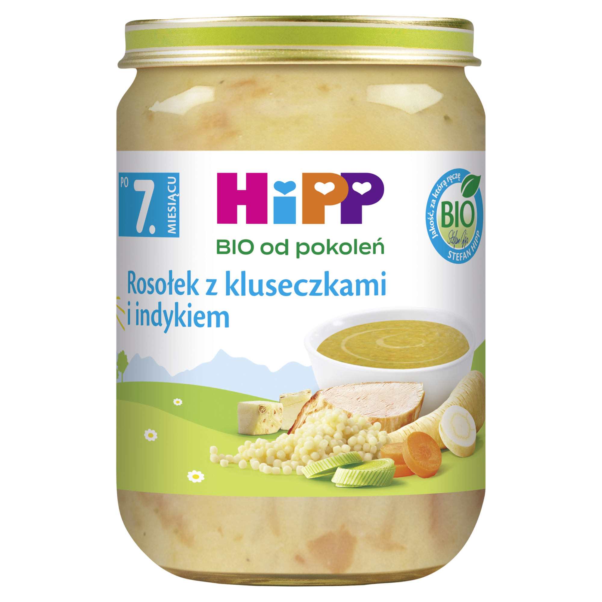 HiPP BIO od pokoleń, Rosołek z kluseczkami i indykiem, po 7. m-cu, 190 g zdjęcie