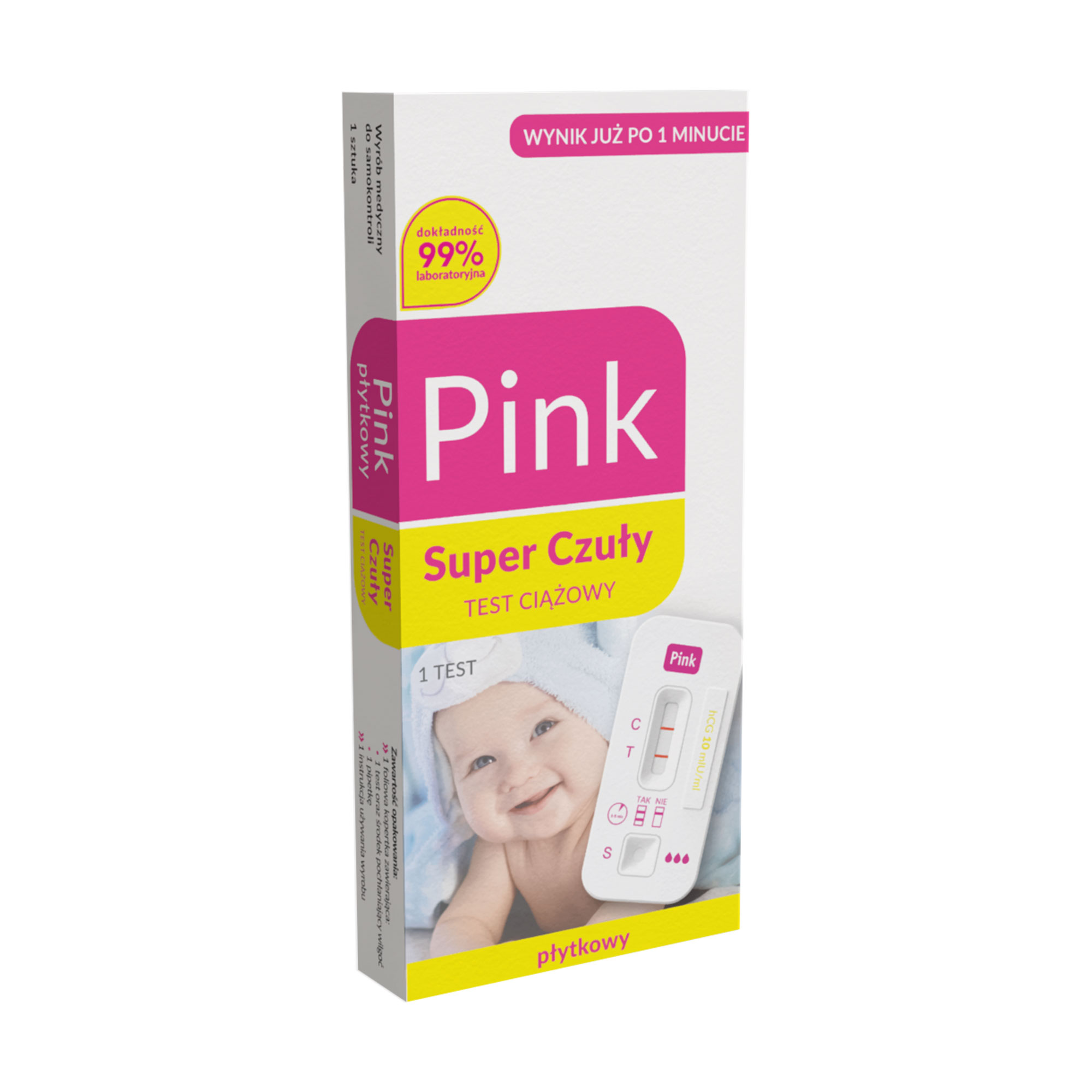 Domowe Laboratorium Pink Super Czuły test ciążowy płytkowy 1 sztuka zdjęcie