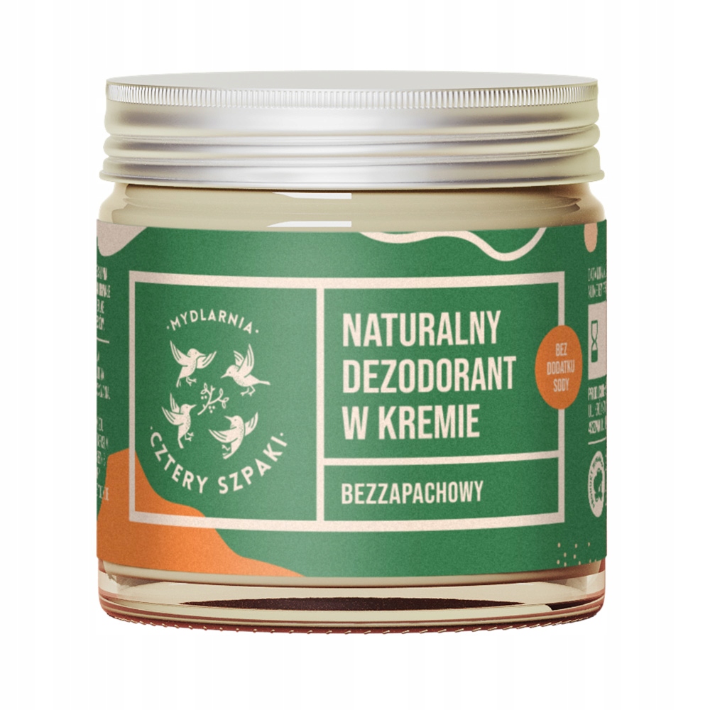 Mydlarnia Cztery Szpaki Naturalny dezodorant w kremie bezzapachowy, 60 ml zdjęcie