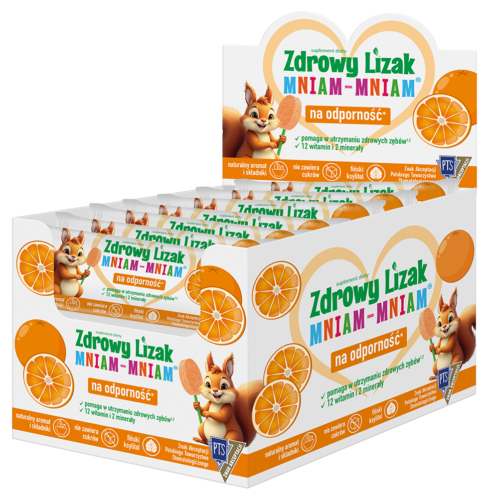 Zdrowy lizak Mniam-Mniam o smaku pomarańczy (łezka), 40 sztuk zdjęcie