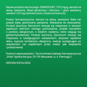 Dermocort hydrocortisonum 1,372 mg/g aerozol na skórę 38,25 g