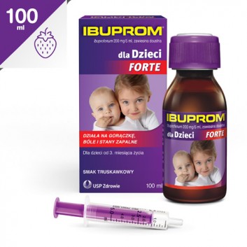 IBUPROM DLA DZIECI FORTE 200 mg/5 ml Zawiesina o smaku truskawkowym, 100 ml