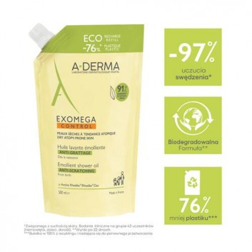 A-Derma Exomega Control Olejek emolient pod prysznic EKO uzupełnienie, 500 ml