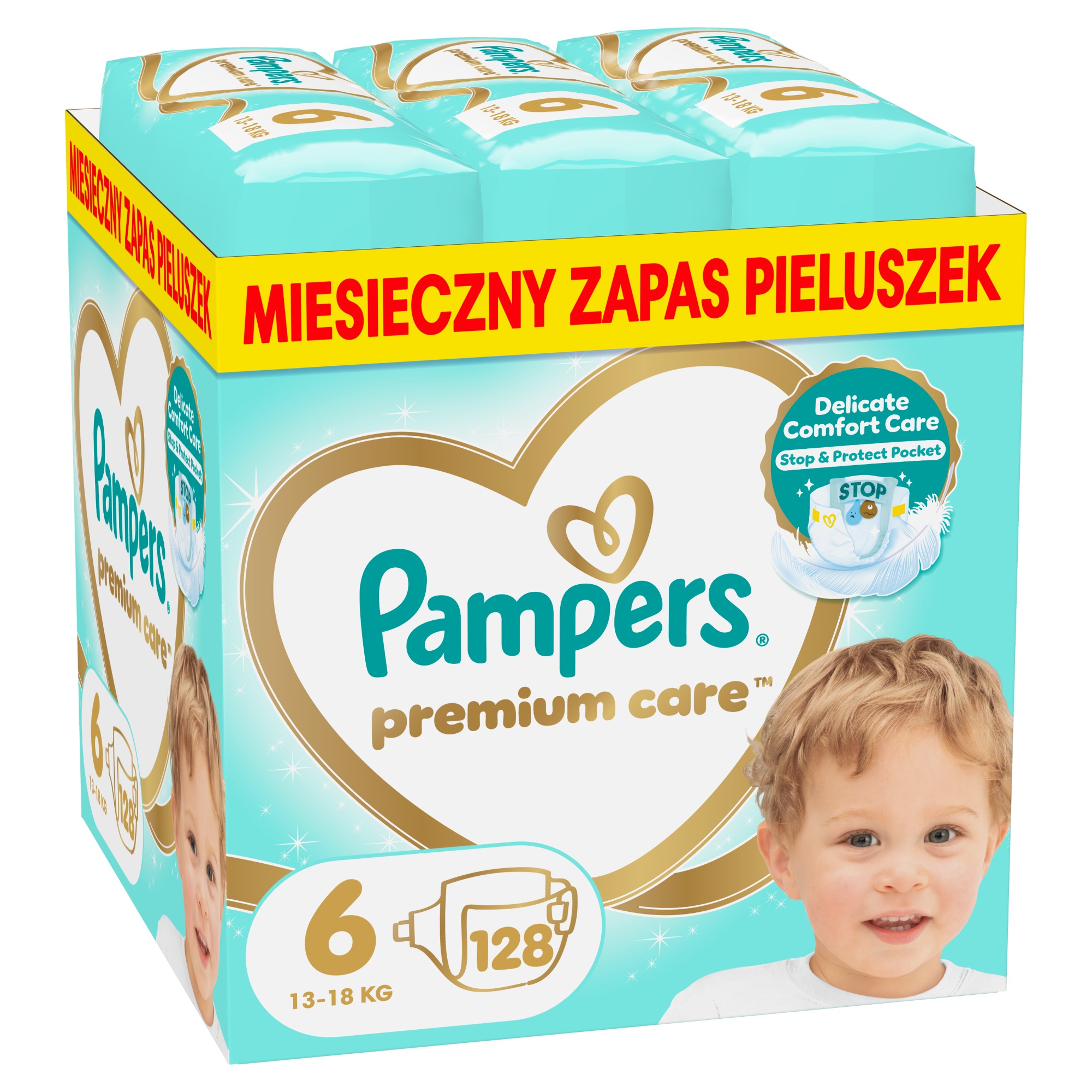 Pampers Premium Care, pieluchy rozmiar 6, 13-18kg,128 sztuk zdjęcie