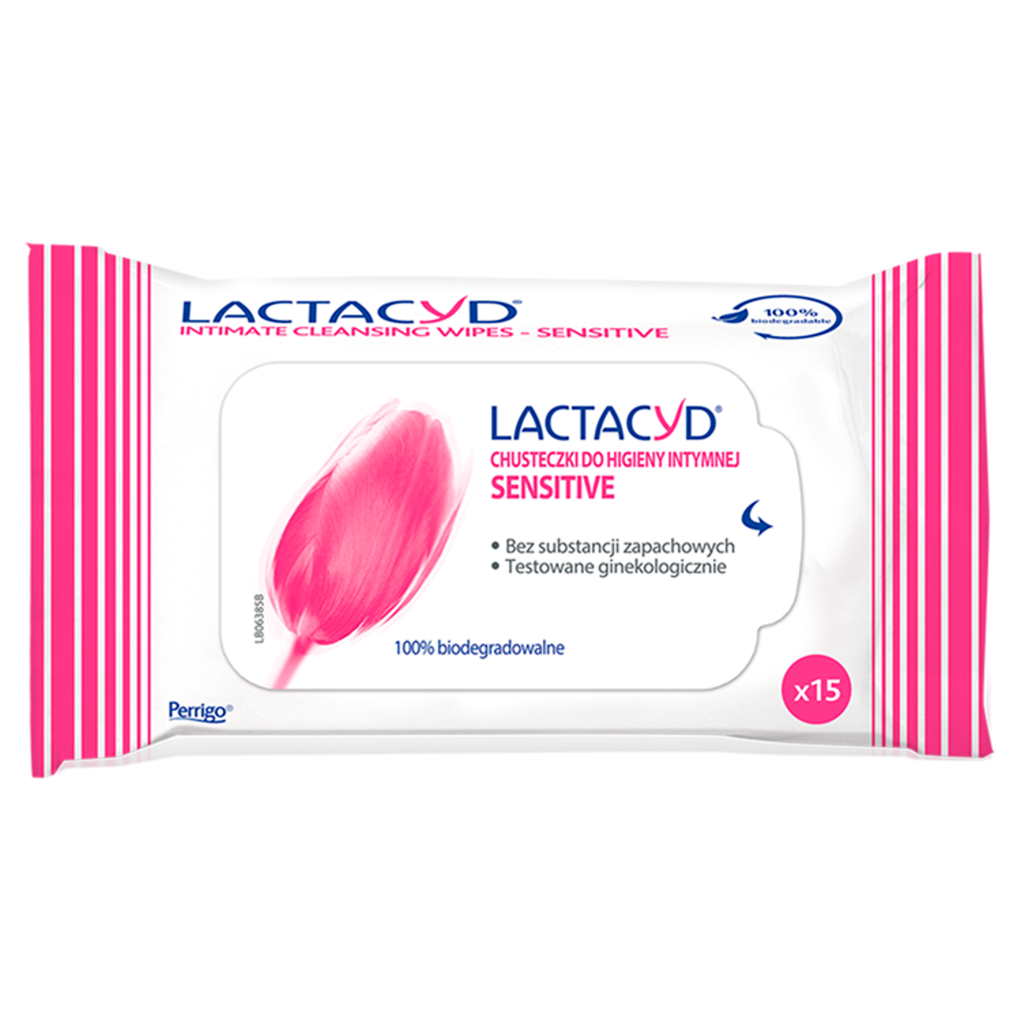 Lactacyd Sensitive chusteczki do higieny intymnej 15 sztuk zdjęcie