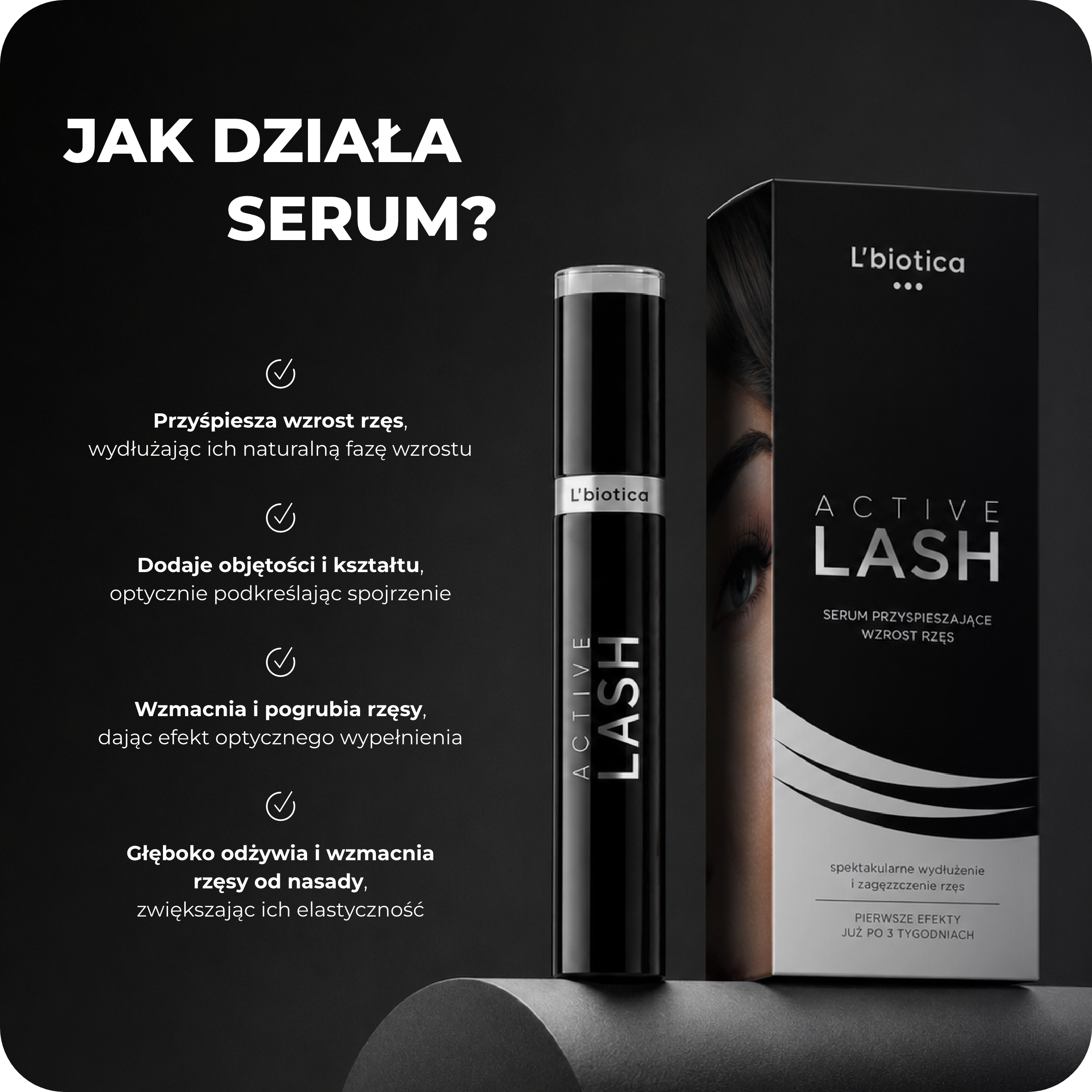 L'biotica Active Lash Serum przyspieszające wzrost rzęs, 3,5 ml