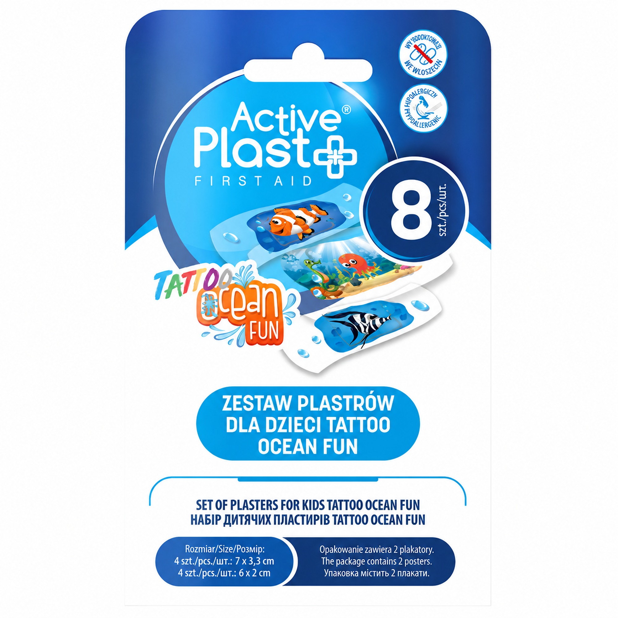 Active Plast, plastry dla dzieci Tattoo Ocean Fun, 8 sztuk zdjęcie