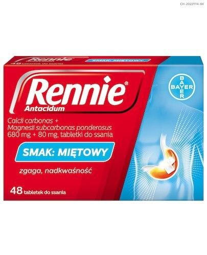 Rennie Antacidum, 680 mg+80 mg, tabletki do ssania, smak miętowy, 48 sztuk zdjęcie