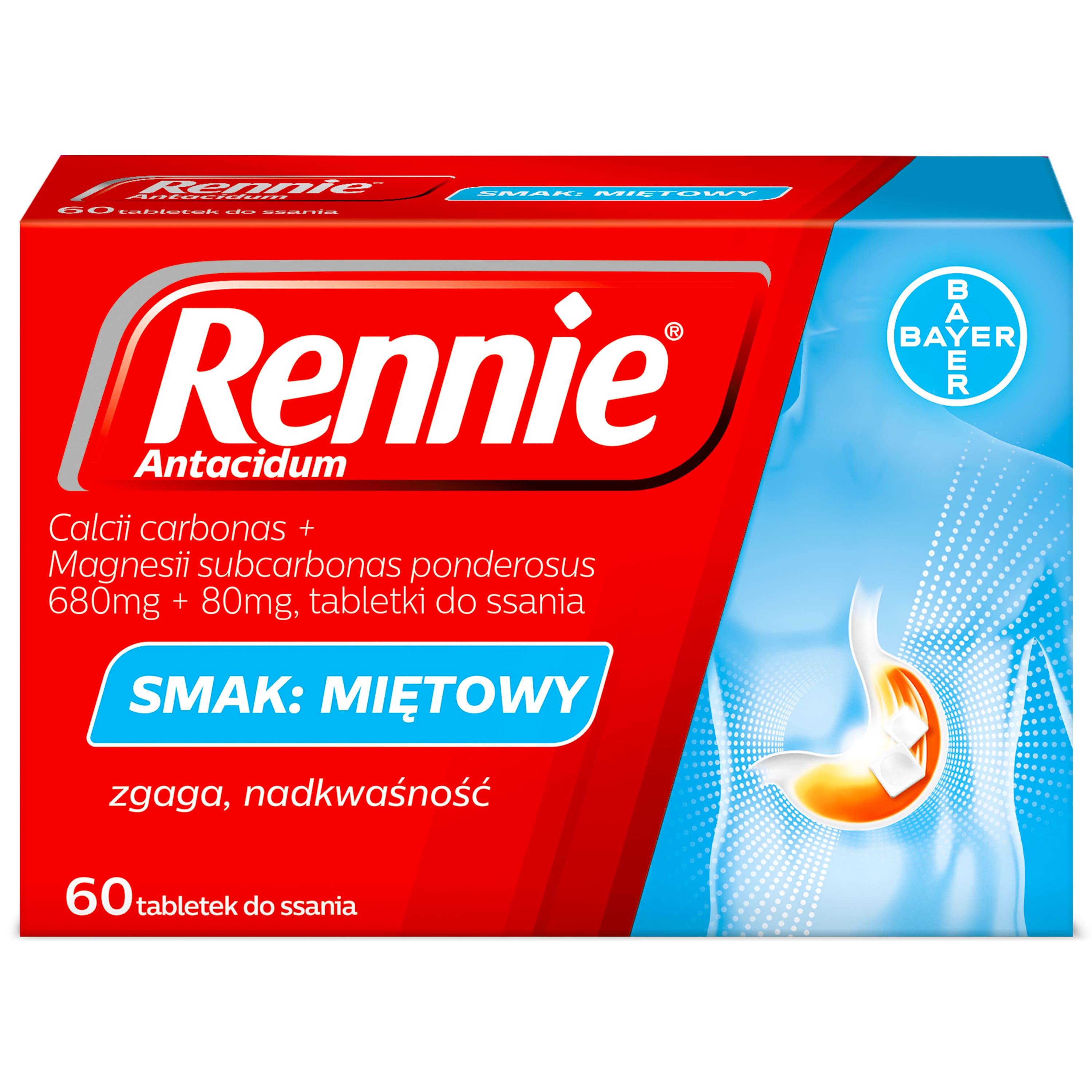 Rennie Antacidum, 680 mg + 80 mg, 60 tabletek do ssania zdjęcie