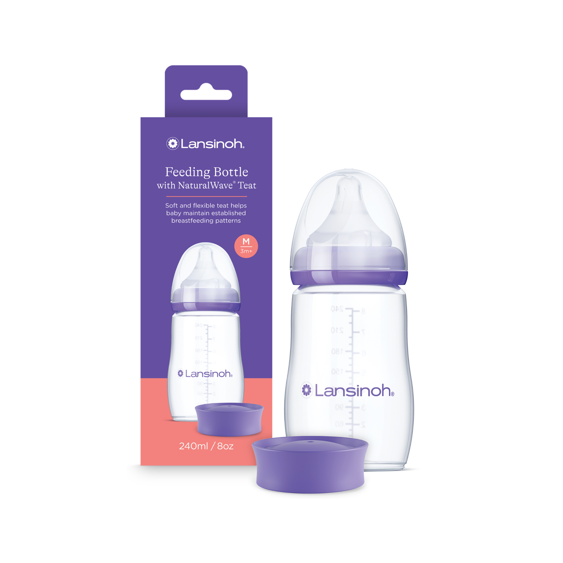 Lansinoh Butelka ze smoczkiem NaturalWave Teat M, średni przepływ, 240 ml zdjęcie