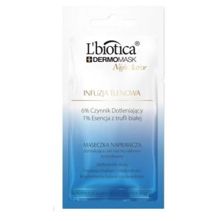 Lbiotica DermoMask Night Active Infuzja tlenowa maseczka naprawcza stymulująca cykl nocnej odnowy komórkowej, 12 ml