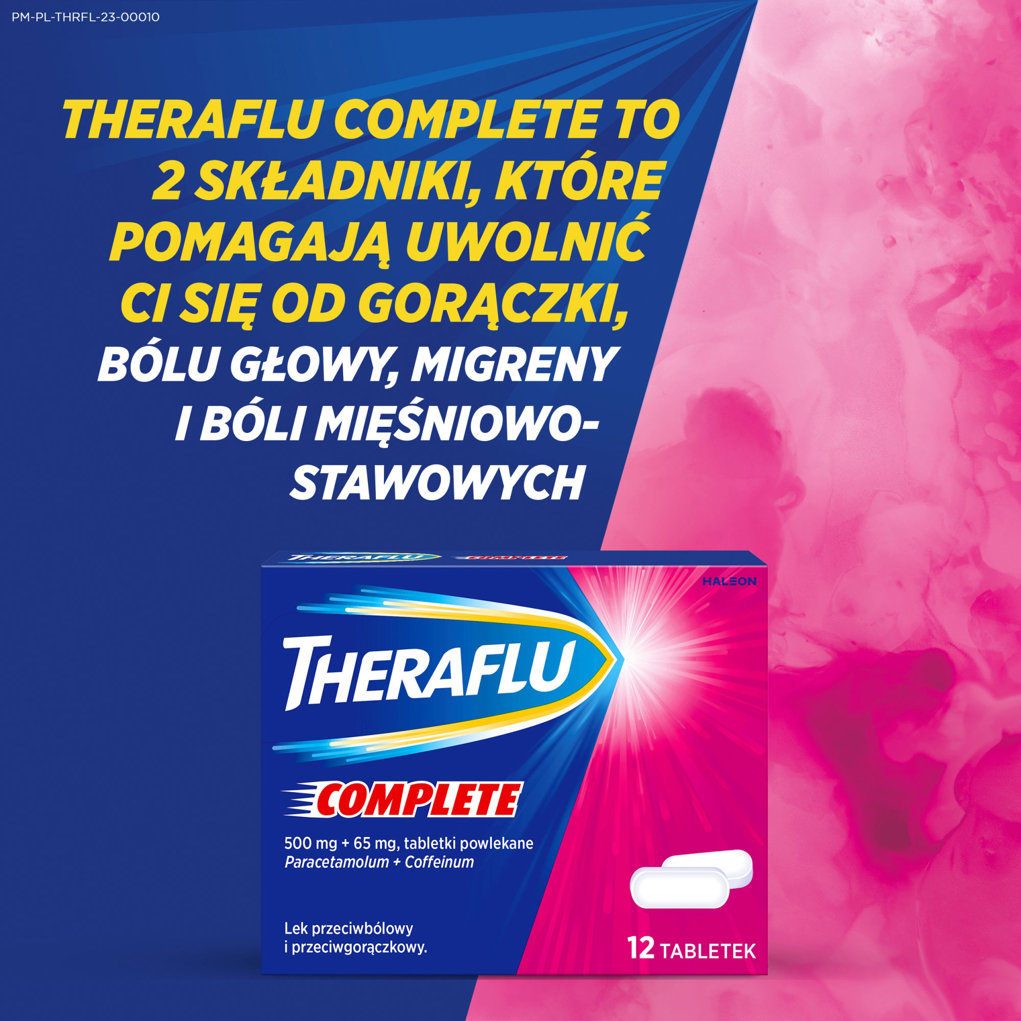 Theraflu Complete, 500 mg + 65 mg, 12 tabletek powlekanych