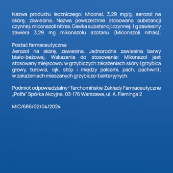 MICONAL Aerozol na skórę 3,29 mg/g - 39,5 ml - grzybicze zakażenia skóry - cena, opinie, wskazania