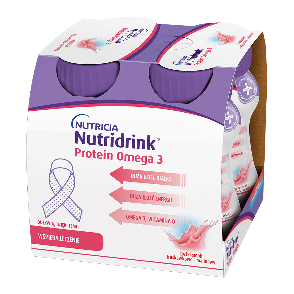 Nutridrink Protein Omega 3, rześki smak truskawkowo-malinowy, 24 x 125 ml zdjęcie