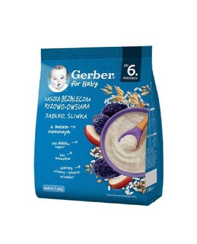 Gerber Kaszka bezmleczna ryżowo-owsiana jabłko śliwka po 6. miesiącu, 160 g zdjęcie