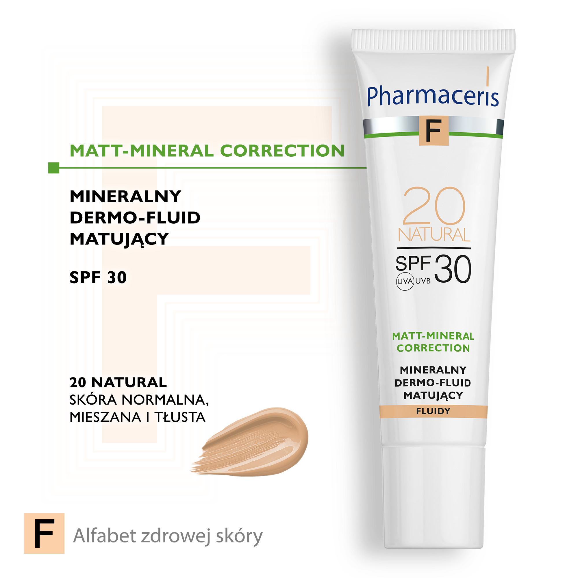 Pharmaceris F Mineralny dermo-fluid matujący Natural 20, 30 ml 